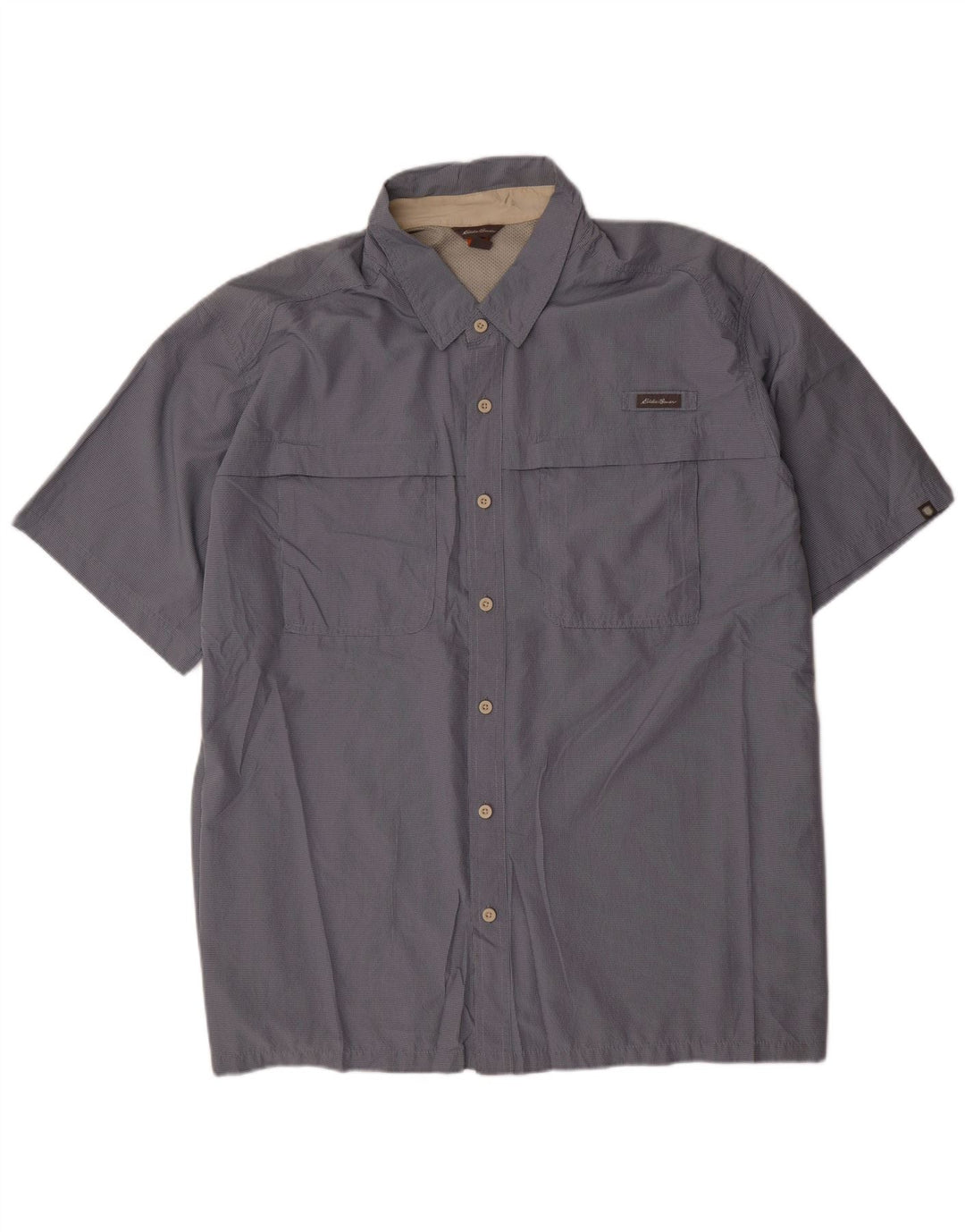 EDDIE BAUER Mens Short Sleeve Shirt 3XL Blue Polyester