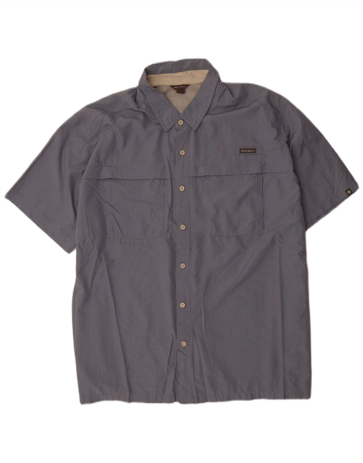 EDDIE BAUER Mens Short Sleeve Shirt 3XL Blue Polyester