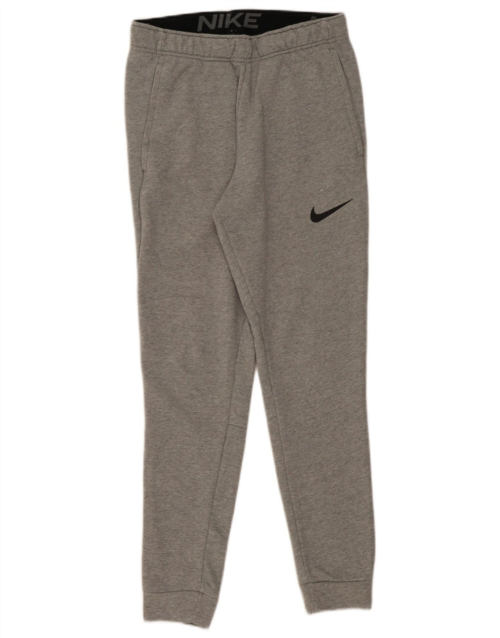 Nike Mens Dri Fit Tracksuit Trousers Joggers Small  Grey Cotton