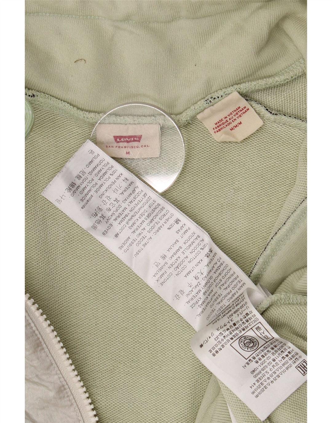 Levi's Womens Zip Neck Sweatshirt Jumper UK 14 Medium Green Colourblock