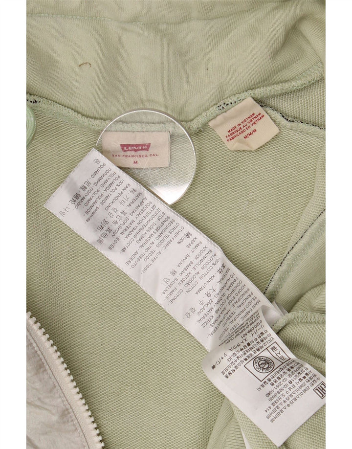Levi's Womens Zip Neck Sweatshirt Jumper UK 14 Medium Green Colourblock
