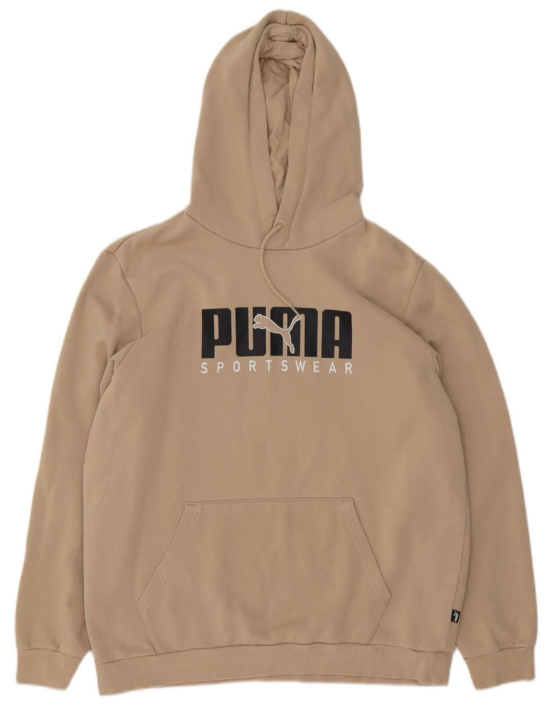 Puma Mens Graphic Hoodie Jumper Large Beige Cotton