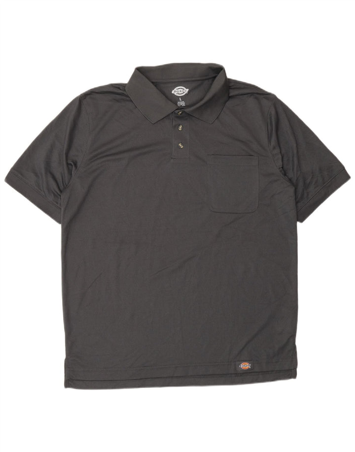 DICKIES Mens Polo Shirt Large Grey Polyester