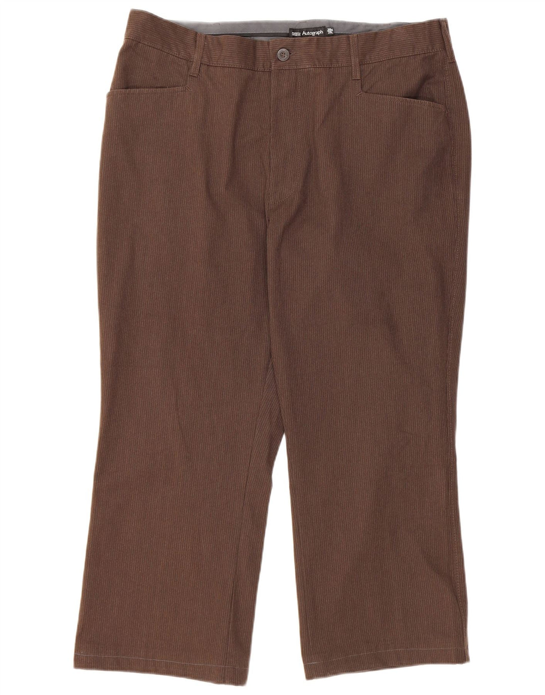 Marks & Spencer Womens Autograph Casual Trousers W38 L24 Brown Pinstripe