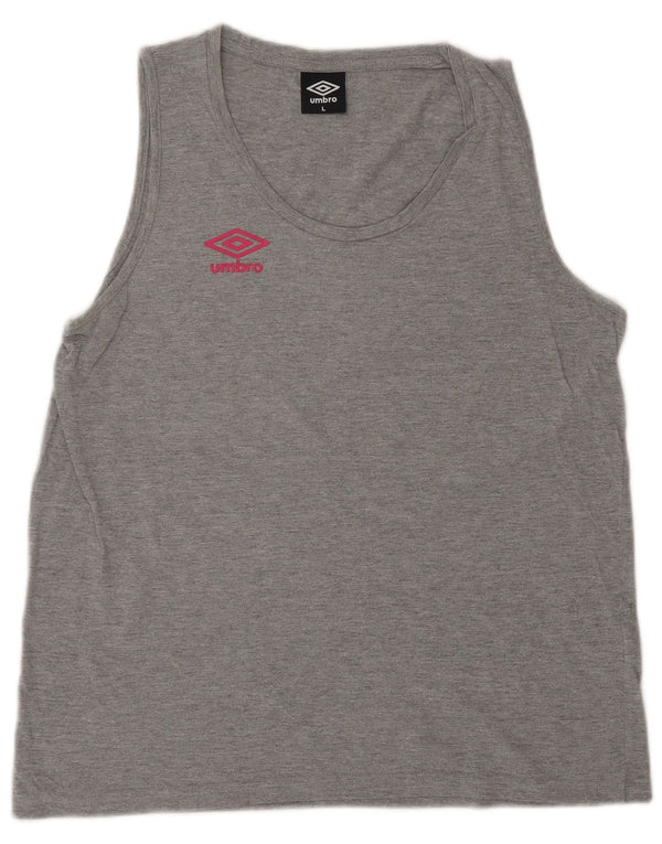 UMBRO Womens Vest Top UK 14 Large Grey Cotton