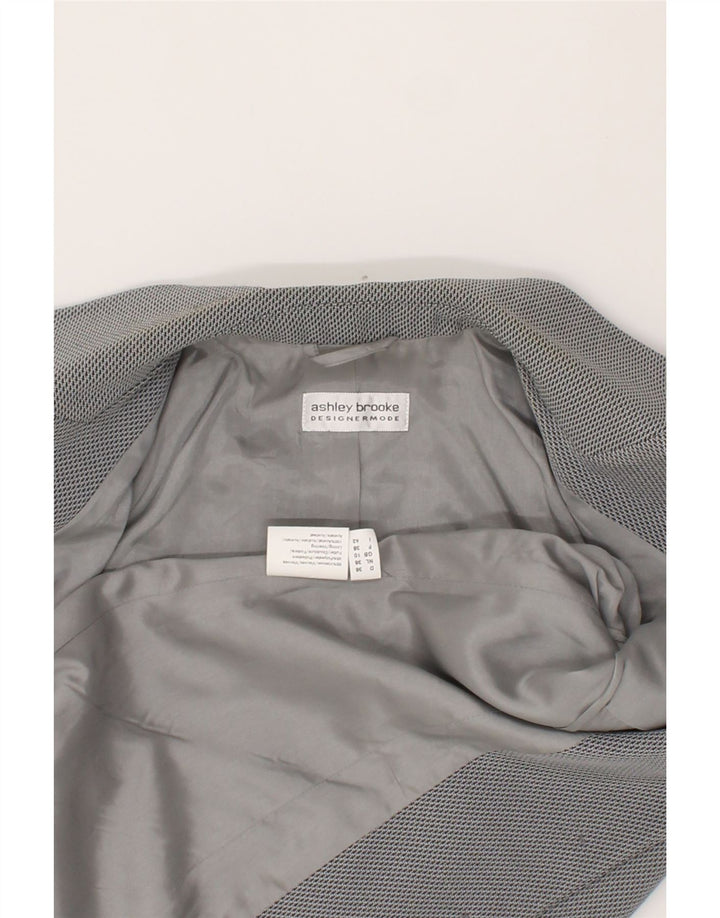 ASHLEY BROOKE Womens 3 Button Blazer Jacket UK 10 Small Grey Viscose Vintage Ashley Brooke and Second-Hand Ashley Brooke from Messina Hembry 