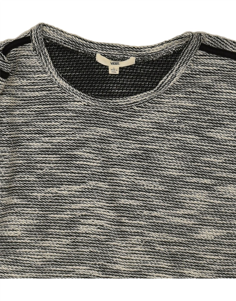 VANS Womens Boat Neck Jumper Sweater UK 16 Large Grey Flecked Cotton | Vintage Vans | Thrift | Second-Hand Vans | Used Clothing | Messina Hembry 