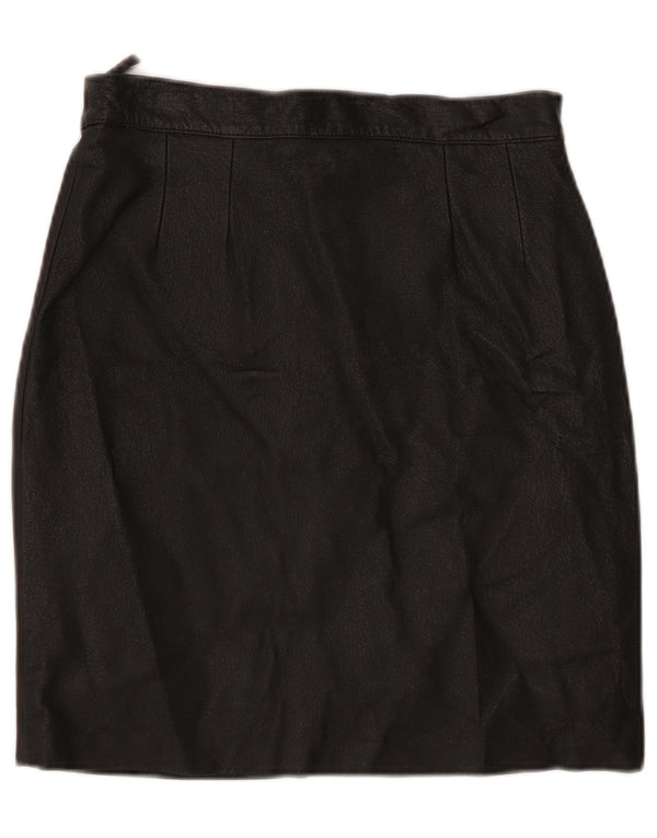 Vintage Womens Leather Skirt Small W26 Black