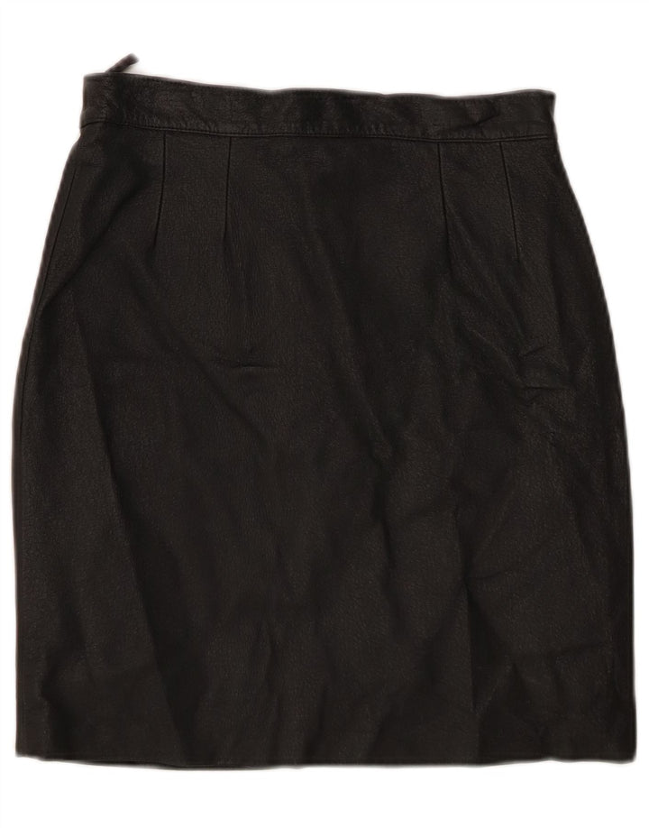 Vintage Womens Leather Skirt Small W26 Black