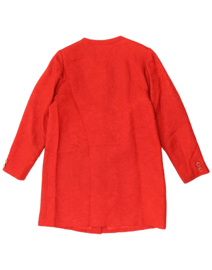 Vintage Womens Longline Blazer Jacket UK 12 Medium Red Geometric
