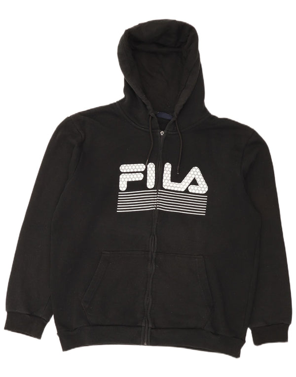 Fila Mens Graphic Zip Hoodie Sweater XL Black Polyester