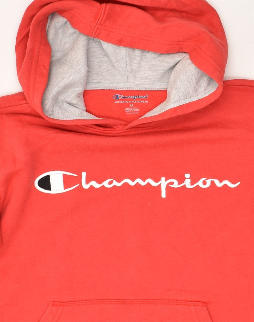 CHAMPION Womens Graphic Hoodie Jumper UK 18 XL Red Cotton | Vintage Champion | Thrift | Second-Hand Champion | Used Clothing | Messina Hembry 