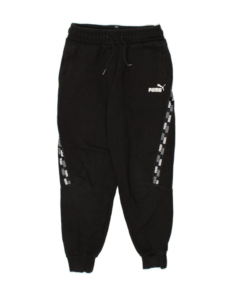 PUMA Boys Graphic Tracksuit Trousers Joggers 11-12 Years Black Cotton | Vintage Puma | Thrift | Second-Hand Puma | Used Clothing | Messina Hembry 