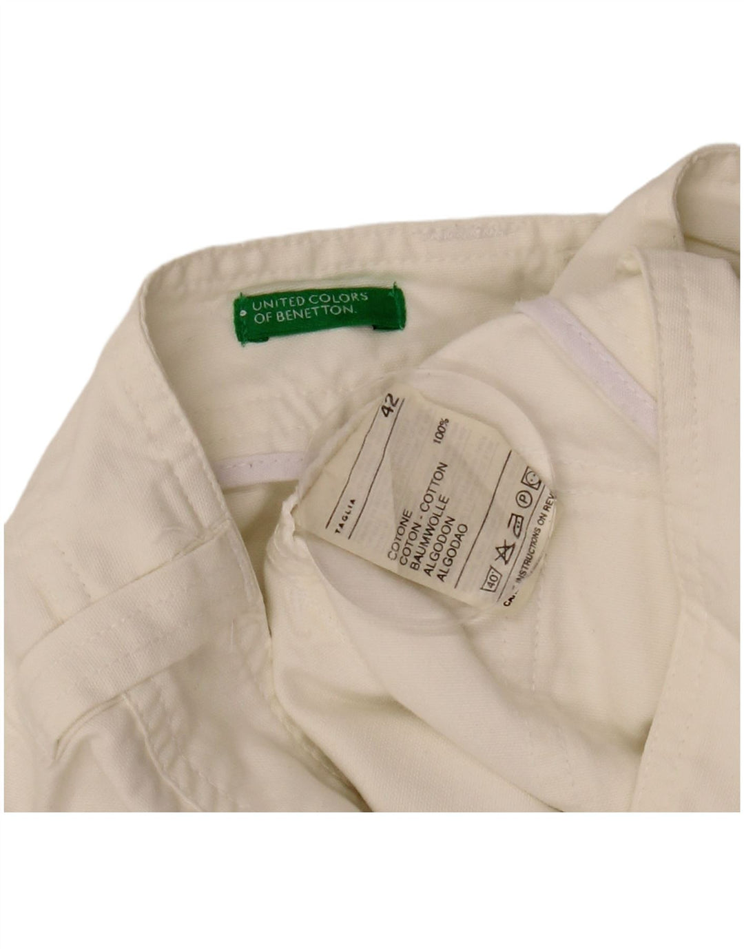 Benetton Womens Mini Skirt IT 42 Medium W29  White Cotton