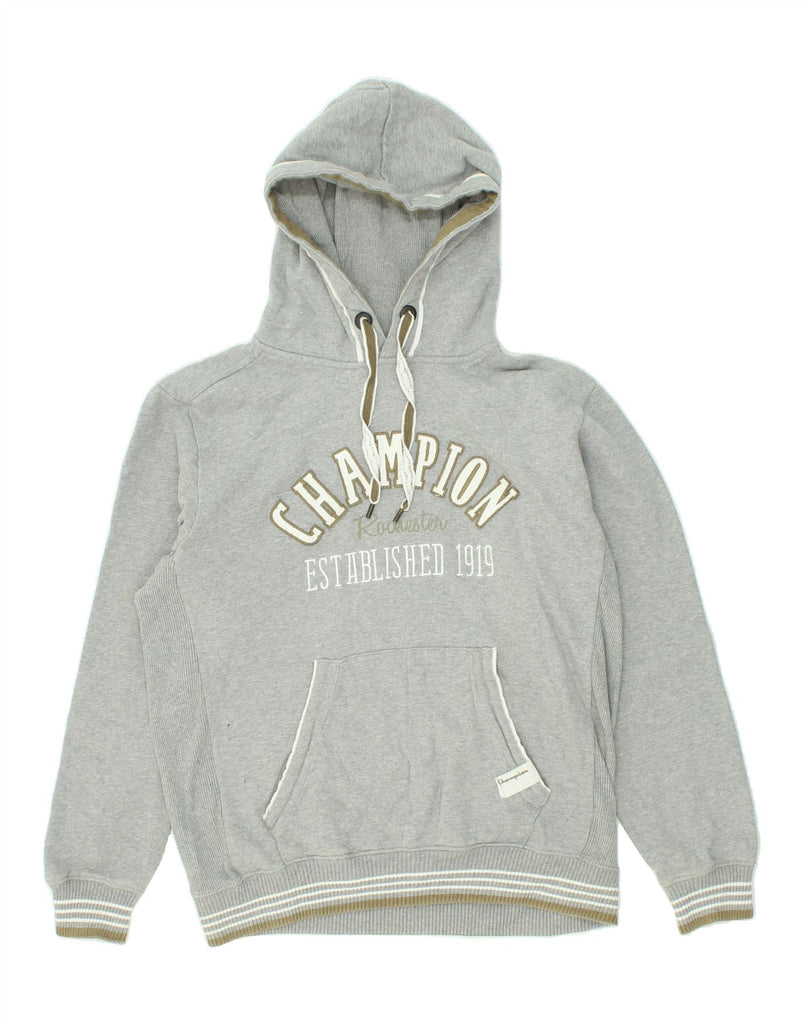 CHAMPION Womens Rochester Graphic Hoodie Jumper UK 16 Large Grey Cotton Vintage Champion and Second-Hand Champion from Messina Hembry 