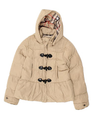 BURBERRY Girls Hooded Padded Jacket 13-14 Years Beige Polyester