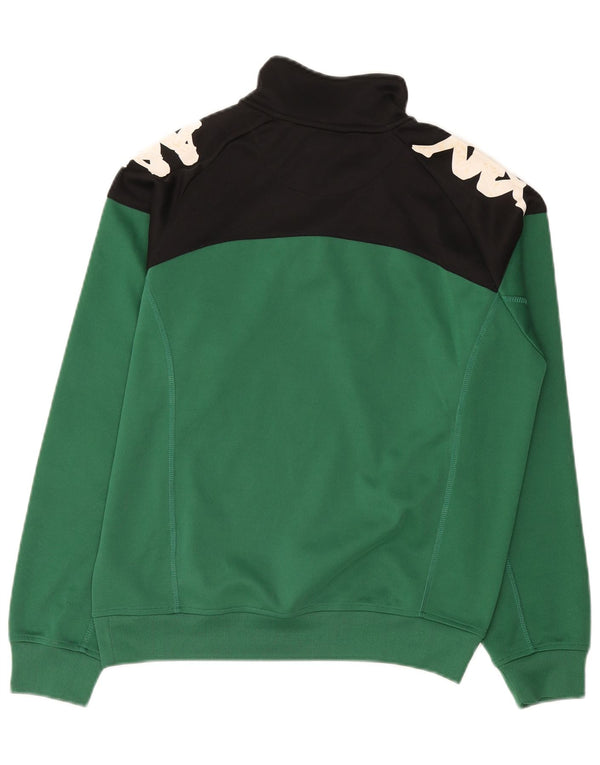 Kappa Mens Graphic Zip Neck Sweatshirt Jumper Small Green Colourblock