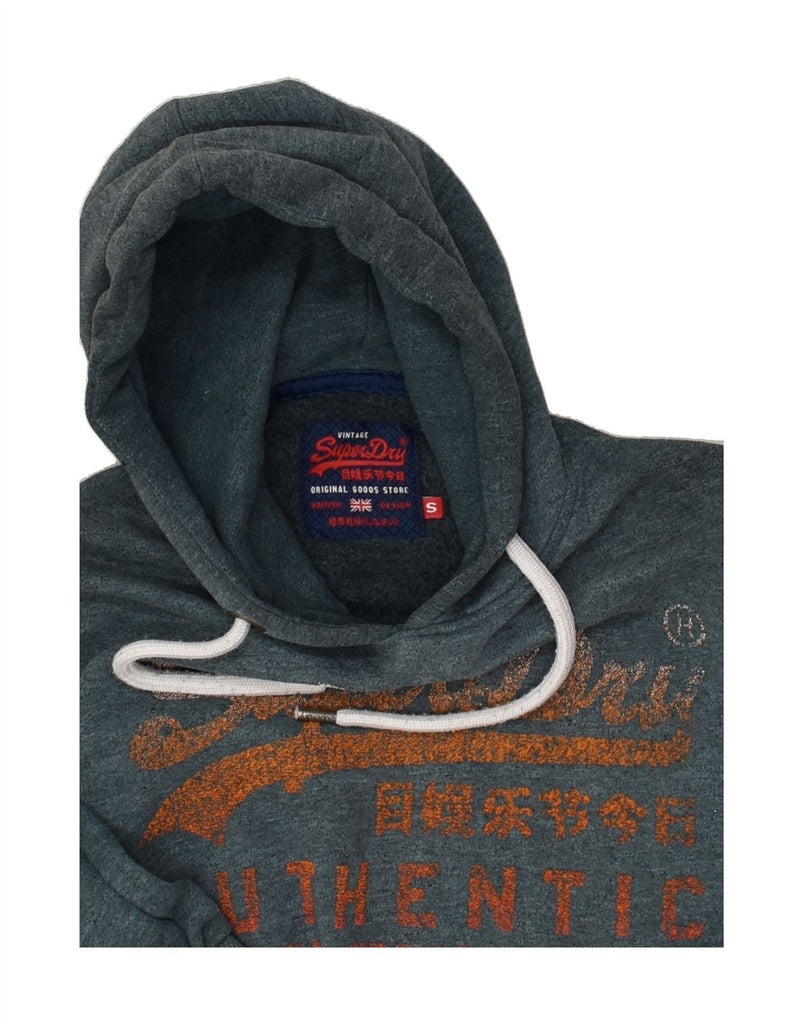 SUPERDRY Mens Graphic Hoodie Jumper Small Grey Flecked | Vintage Superdry | Thrift | Second-Hand Superdry | Used Clothing | Messina Hembry 