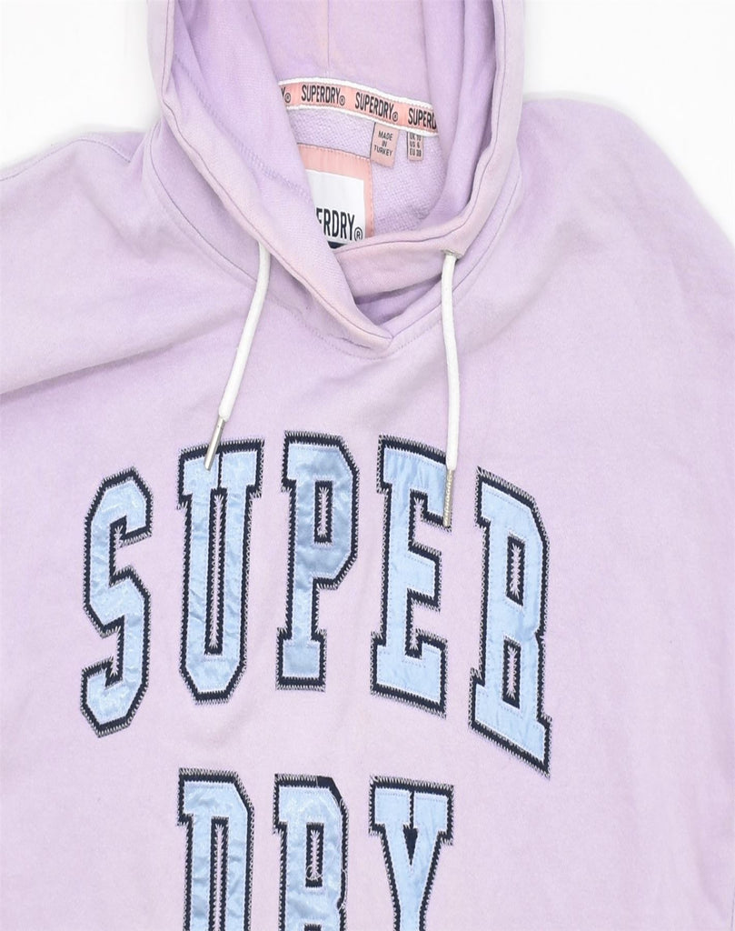 SUPERDRY Womens Oversized Graphic Hoodie Jumper UK 10 Small Pink Sports | Vintage | Thrift | Second-Hand | Used Clothing | Messina Hembry 