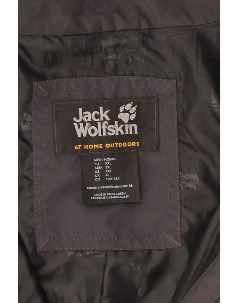 JACK WOLFSKIN Mens Hooded Windbreaker Jacket UK 48 2XL Black Polyester Vintage Jack Wolfskin and Second-Hand Jack Wolfskin from Messina Hembry 