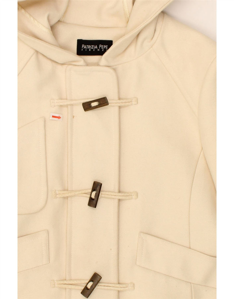 PATRIZIA PEPE Womens Hooded Duffle Jacket UK 12 Medium Off White Vintage Patrizia Pepe and Second-Hand Patrizia Pepe from Messina Hembry 