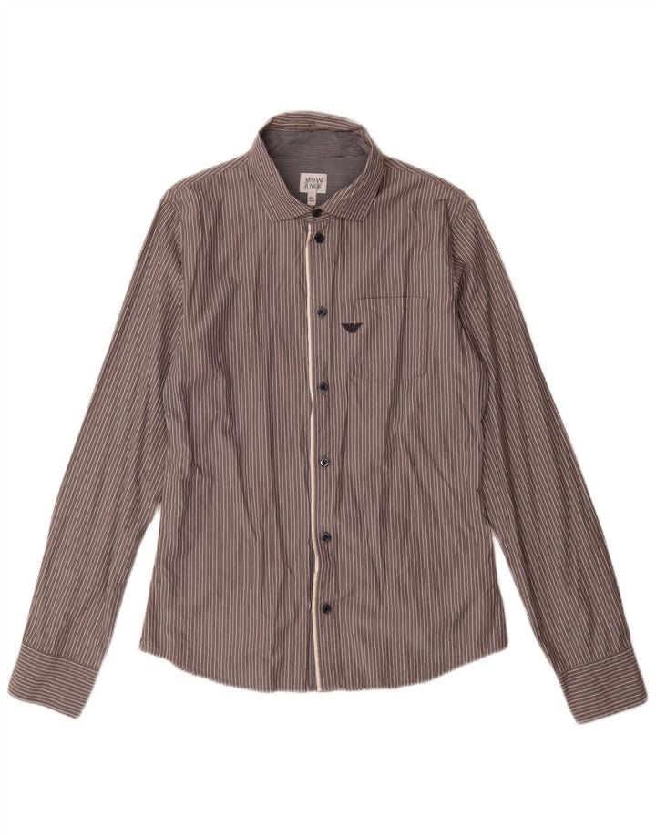 Armani Junior Boys Shirt 15-16 Years Grey Pinstripe Cotton