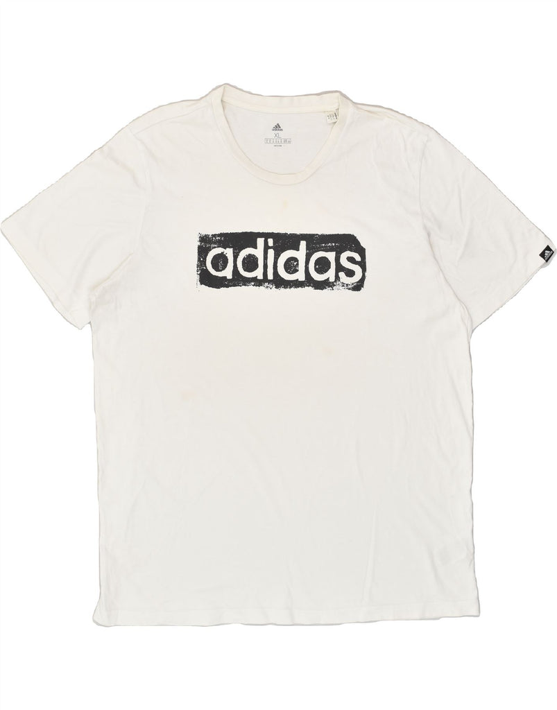 ADIDAS Mens Graphic T-Shirt Top XL White Cotton | Vintage Adidas | Thrift | Second-Hand Adidas | Used Clothing | Messina Hembry 