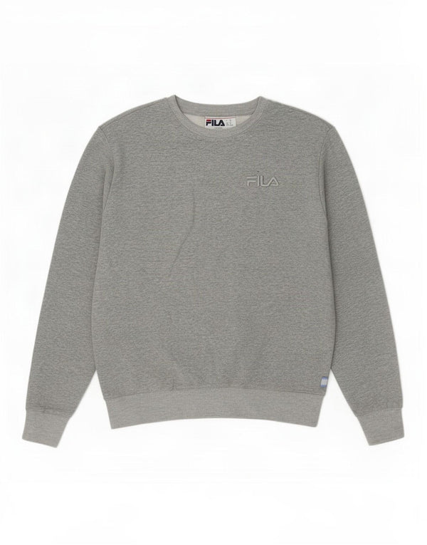 Fila Womens Sweatshirt Jumper UK 14 Medium Grey Flecked Cotton