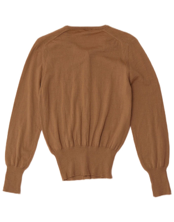 Calvin Klein Jeans Womens Cardigan Sweater UK 14 Large Brown Wool
