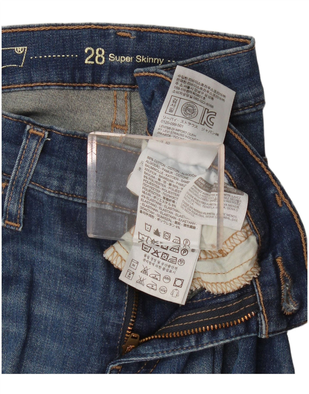 Levi's Womens Super Skinny Jeans W28 L31 Blue Cotton