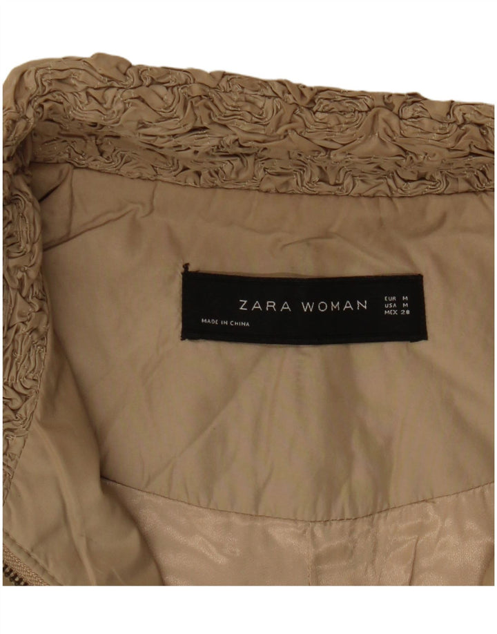 Zara Womens Bomber Jacket UK 14 Medium Beige