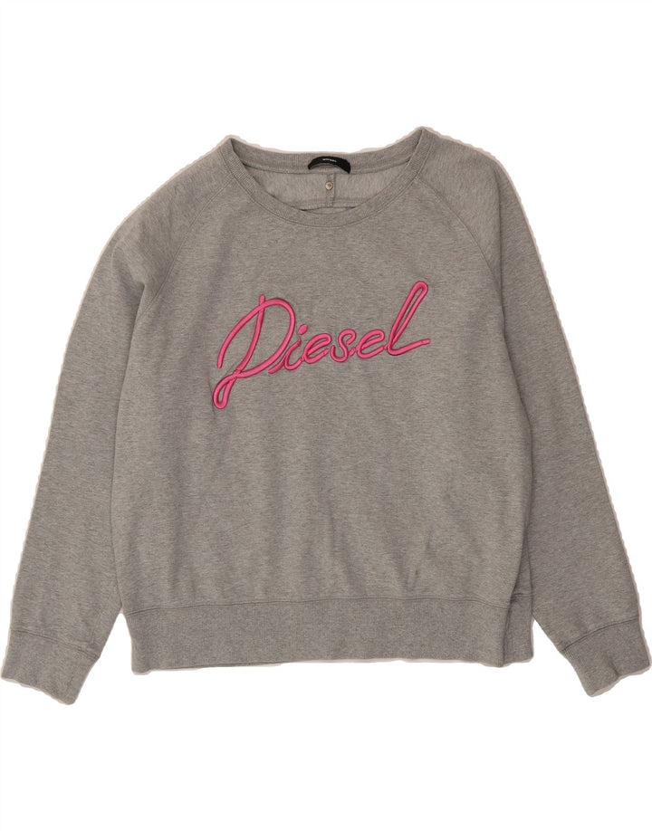 DIESEL Womens Graphic Sweatshirt Jumper UK 16 Large Grey Cotton Vintage Diesel and Second-Hand Diesel from Messina Hembry 