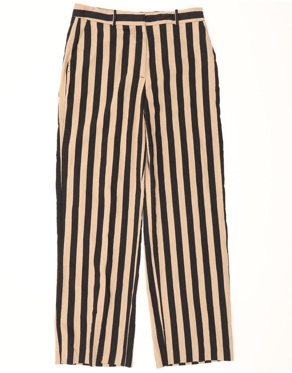 Zara Womens High Waist Straight Chino Trousers Medium W28 L32 Beige Striped
