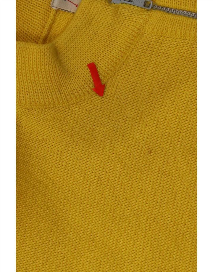 Vintage Mens Zip Neck Jumper Sweater IT 46 Small Yellow Striped Wool