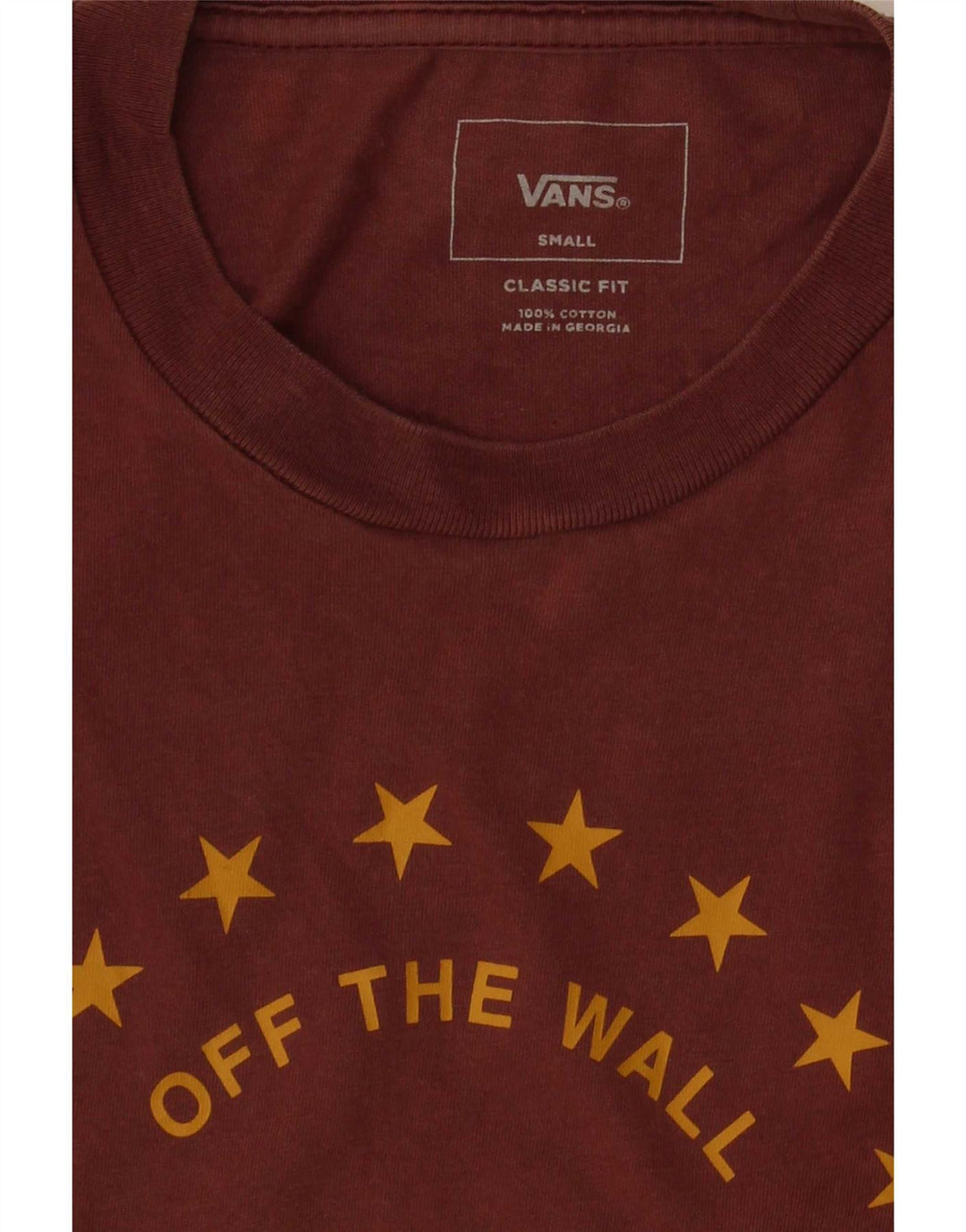 Vans Mens Classic Fit Graphic T-Shirt Top Small Brown Cotton