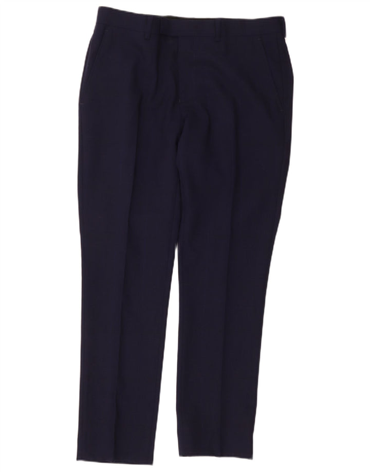 Dkny Womens Slim Fit Suit Trousers W34 L29 Navy Blue Wool