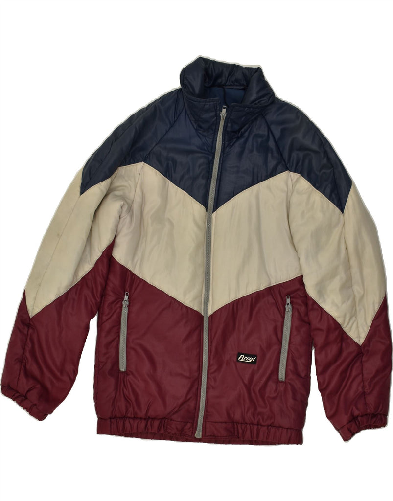 BRUGI Womens Padded Jacket IT 44 Medium Maroon Colourblock Polyamide | Vintage Brugi | Thrift | Second-Hand Brugi | Used Clothing | Messina Hembry 