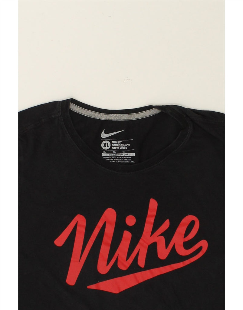 NIKE Womens Slim Fit Graphic T-Shirt Top UK 18 XL Black | Vintage Nike | Thrift | Second-Hand Nike | Used Clothing | Messina Hembry 