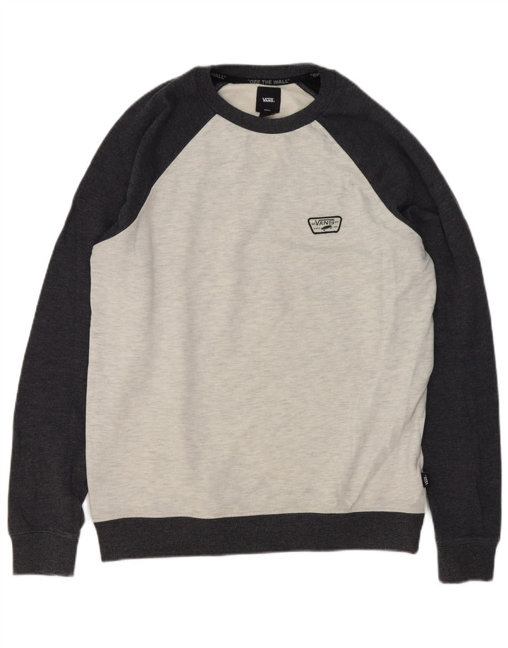 Vans Mens Sweatshirt Jumper Small Grey Colourblock Cotton