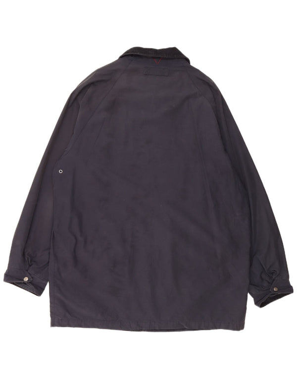 VINTAGE Mens Windbreaker Jacket UK 44 2XL Navy Blue Cotton