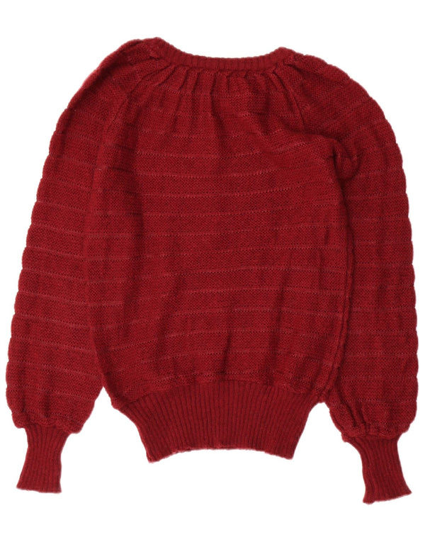 VINTAGE Womens Boat Neck Jumper Sweater UK 12 Medium Maroon