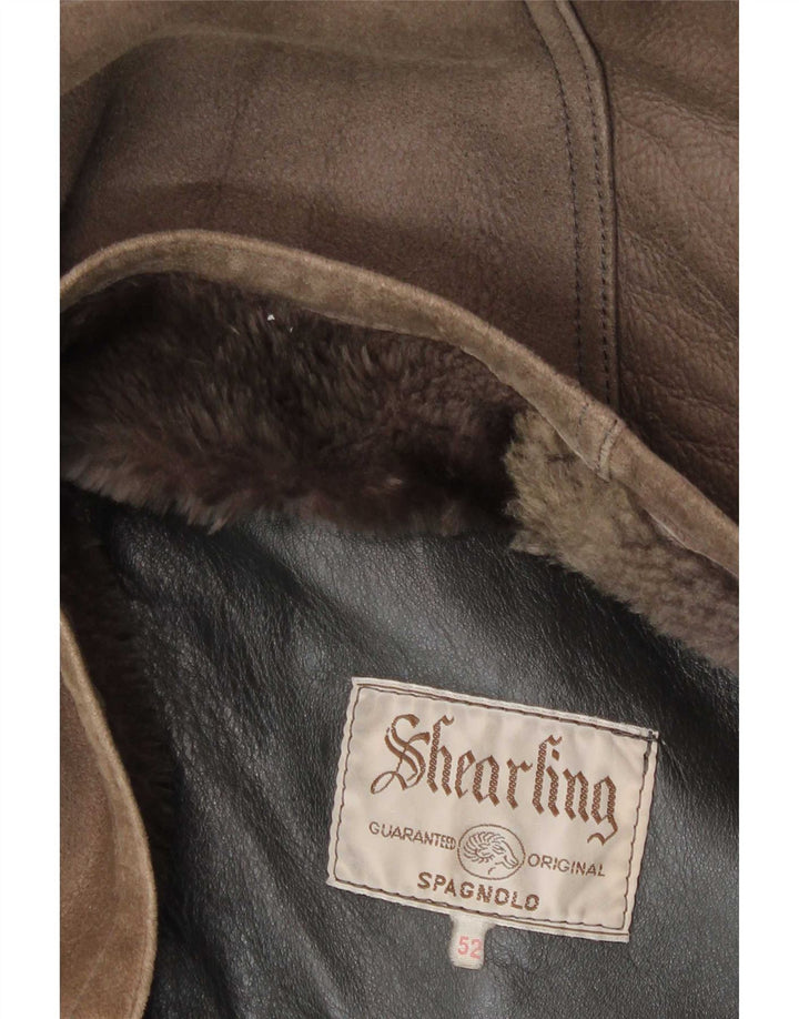 Vintage Mens Shearling Jacket IT 52 XL Brown