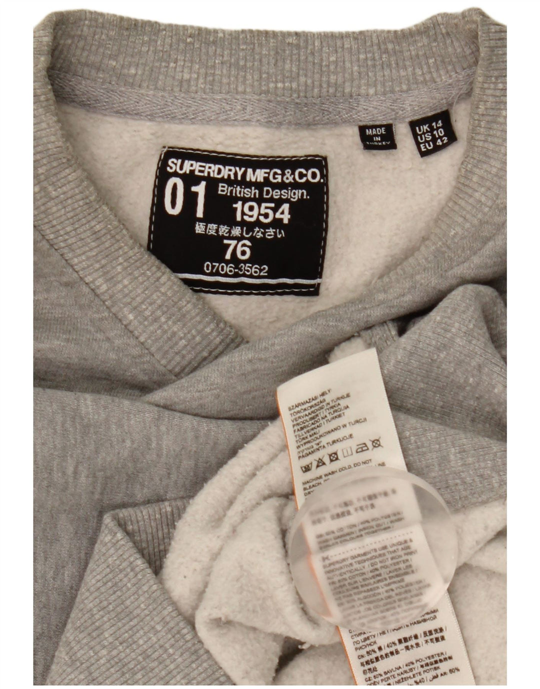 Superdry Womens Graphic Oversized Sweatshirt Jumper UK 14 Large Grey Cotton