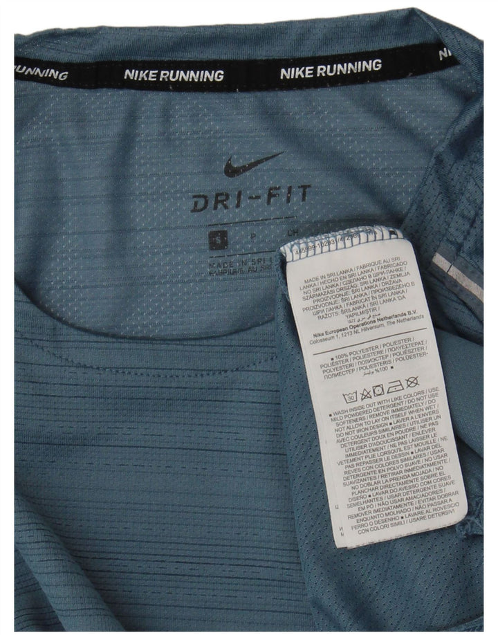 Nike Mens Dri Fit T-Shirt Top Small Blue Striped Polyester
