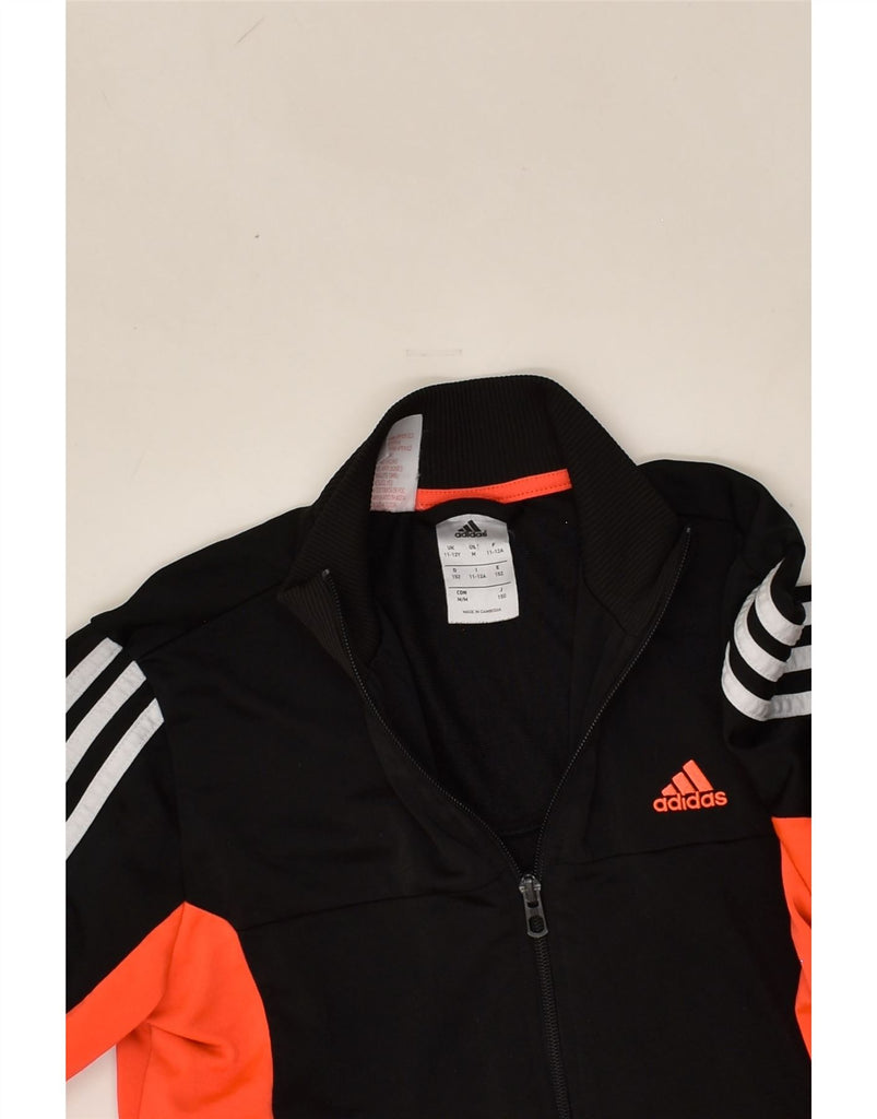 ADIDAS Boys Tracksuit Top Jacket 11-12 Years Black Colourblock Polyester | Vintage Adidas | Thrift | Second-Hand Adidas | Used Clothing | Messina Hembry 