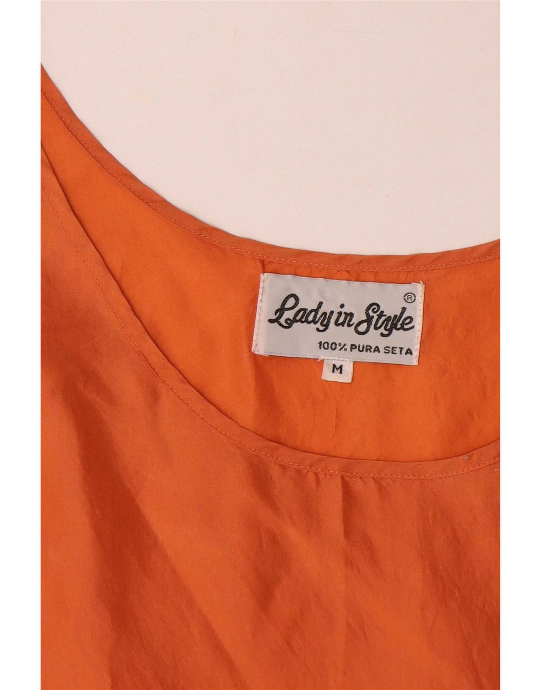 Vintage Womens Vest Top UK 14 Medium Orange Silk