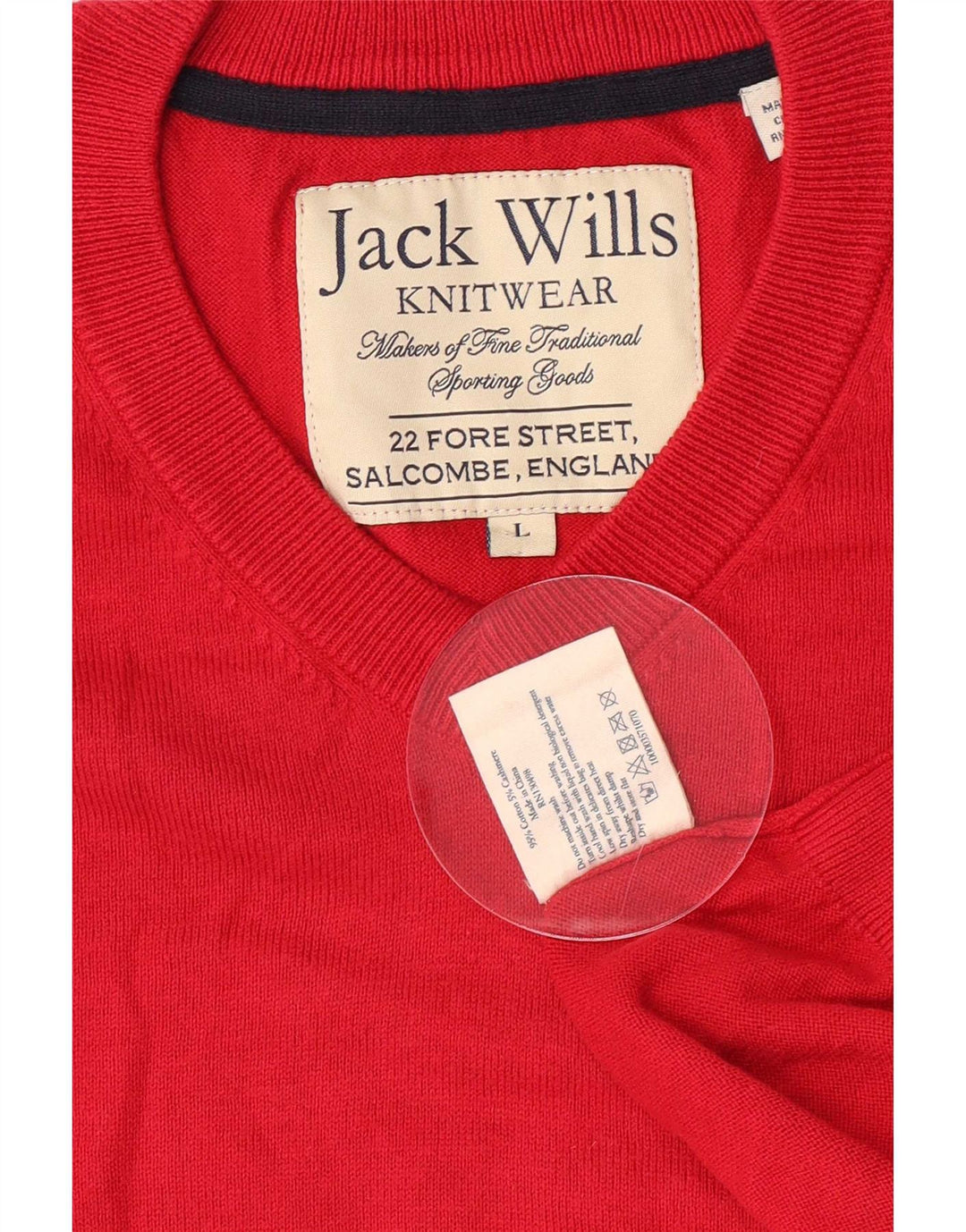 Jack Wills Mens V-Neck Jumper Sweater Large Red Cotton