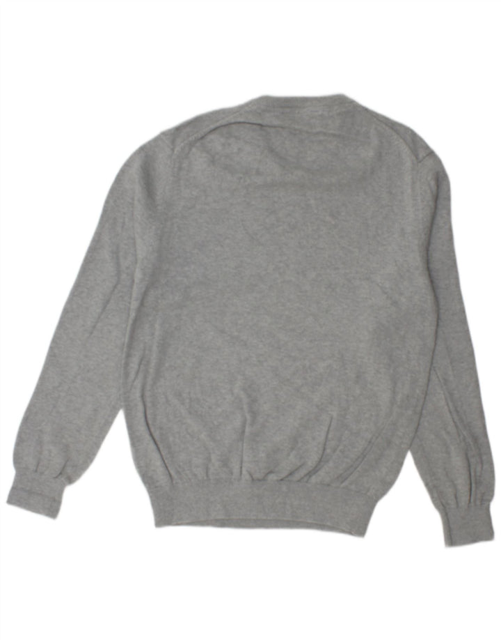 CREW CLOTHING Mens V-Neck Jumper Sweater Medium Grey Flecked Cotton
