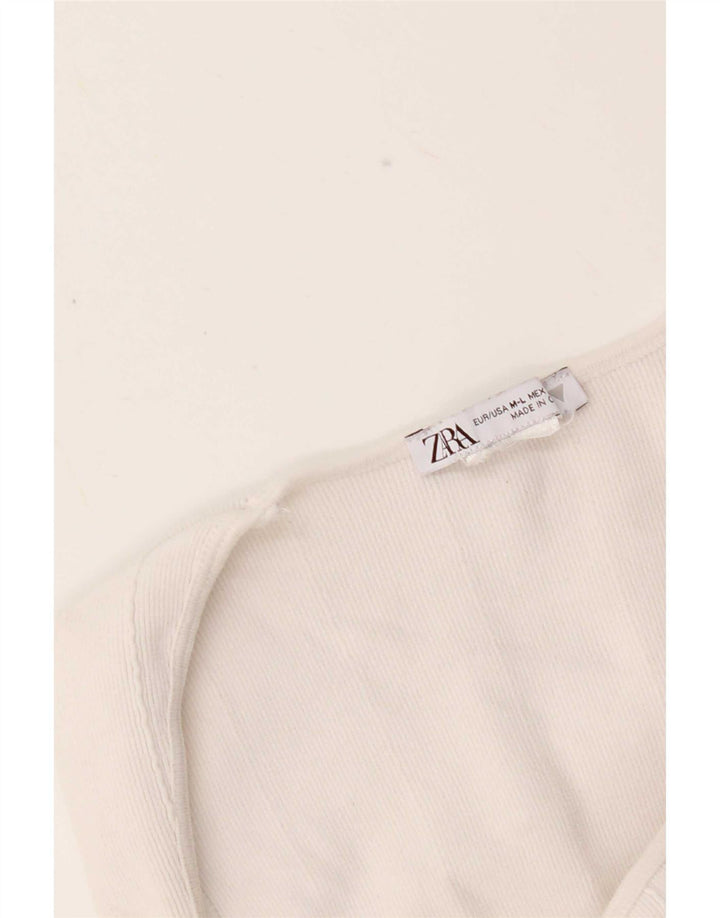 Zara Womens Sleeveless Bodysuit UK 12 Medium White