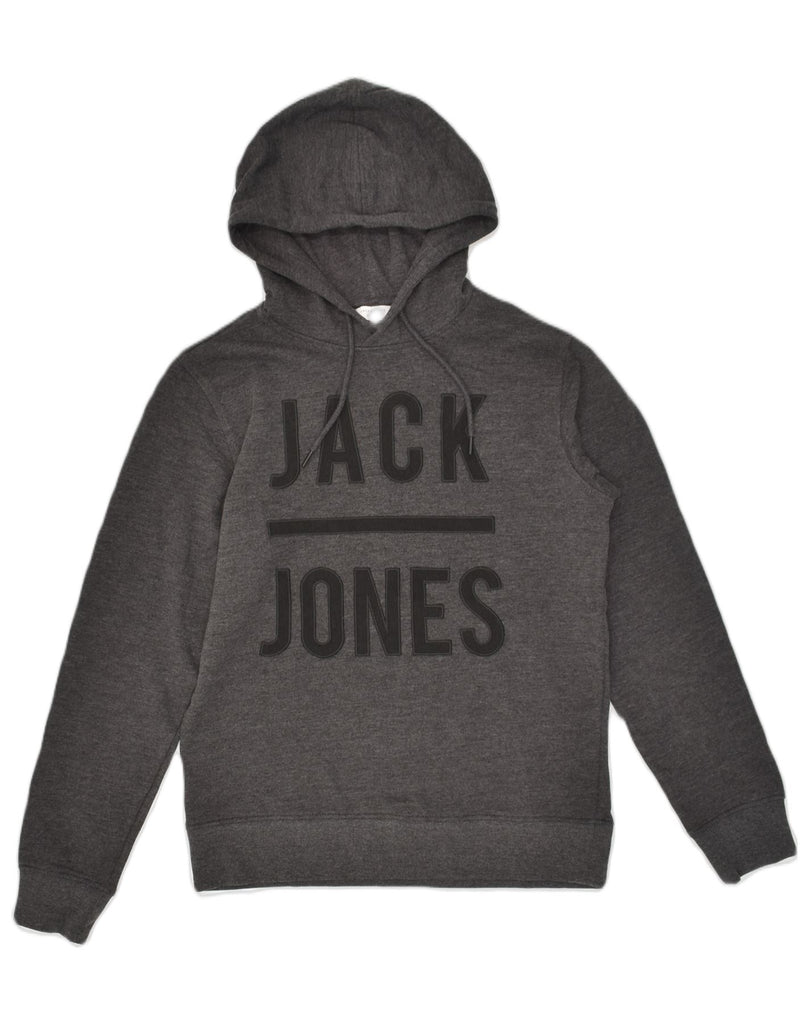 JACK & JONES Mens Graphic Hoodie Jumper Medium Grey Polyester | Vintage Jack & Jones | Thrift | Second-Hand Jack & Jones | Used Clothing | Messina Hembry 